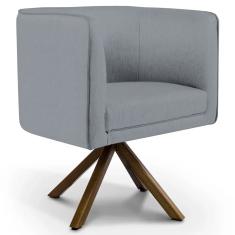 Imagem de Poltrona Decorativa Base Giratória de Madeira Betina D02 Linho  C-416 - Lyam Decor