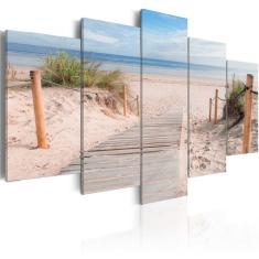 Imagem de Quadros Decorativos Mosaico 5 Peças Praia Natureza Mar Sol