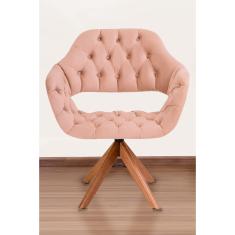 Imagem de Poltrona Decorativa Sput Pé Giratório de Madeira Capitonê