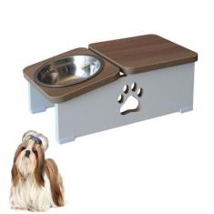 Imagem de Comedouro Elevado Cachorro Base Hibrido Bebedouro Petmdf - Inox - Made