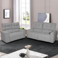 Imagem de Conjunto Sofá 3 e 2 Lugares Le Mans Hellen, Bouclê Cinza
