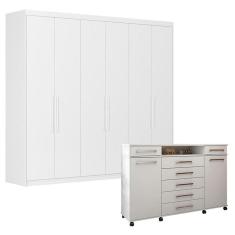 Imagem de Cômoda London e Guarda Roupa Casal Venice 62580 Branco Brilho - Demóbile