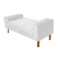 Imagem de Recamier Baú Félix Solteiro 100cm Suede Branco - Doce Sonho Móveis