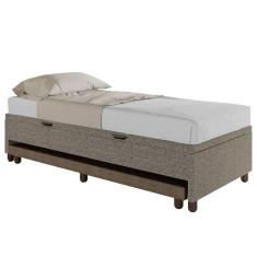 Imagem de Bicama Box Baú Solteiro 88x188 Cm Samy S05 Linho Marrom - Mpozenato