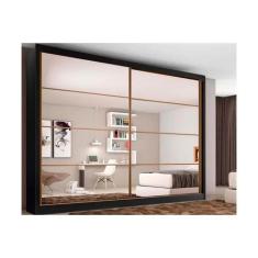 Imagem de Guarda Roupa 2 Portas  De Correr E 6 Gavetas C/ Espelho Sevilha Preto/