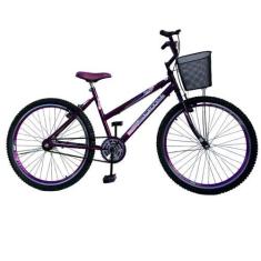Imagem de Bicicleta Aro 26 Feminina Urbana Com Cestinha Freios V Brake Roda Alum