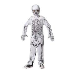Imagem de Fantasia Infantil Halloween Esqueleto Branco e Preto C/Capuz - Fantasi