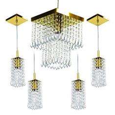 Imagem de Kit 1 Pendentes Marrycrillic + 4 Pendentes Clearcrilic Gold