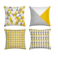 Imagem de Kit 4 capas de almofadas amarelo e cinza 40x40