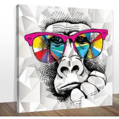 Imagem de Quadro Decorativo Macaco Óculos Colorido Midiapoparte 60X60