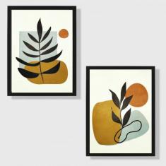 Imagem de Kit 2 Quadros Folhas Marrom 45x34cm