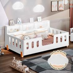 Imagem de Cama Infantil Montessoriana Led Nina com Nicho - Branco + Brinde Luminária Led