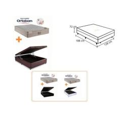 Imagem de Conj. Colchão Ortobom Airtech Casal Padrão Viúva 128X188x30 + Cama Box