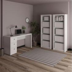 Imagem de Escrivaninha 3 Gavetas Me4102 com 2 Estantes para Escritório Me4104 Tecno Mobili Branco