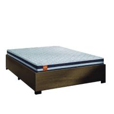 Imagem de Cama Box Casal Desmontável Com Colchão Molas Qatar 138x188x53cm Branco / Preto / Cedro Inducol - Suporta até 200 Kg Por Pessoa