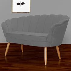 Imagem de Namoradeira Estofada Pés Palito Para Sala de Estar Pétala Suede Cinza - LM DECOR