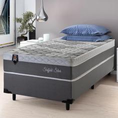 Imagem de Conjunto Cama Box Solteiro Sheffield 96x203x65 Cinza c/ Molas Ensacadas