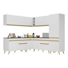 Imagem de Cozinha Completa de Canto Veneza Gw Multimóveis Mp2066 com Armário e Balcão Branca