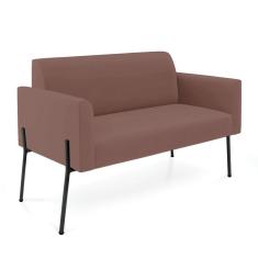 Imagem de Sofá Namoradeira 2 Lugares Pé De Ferro Preto Marisa Veludo D03 - D`rossi Cor Rose