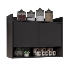 Imagem de Armário De Cozinha Aéreo 70,5 Cm Com Nicho Colin Preto M12 - D'rossi