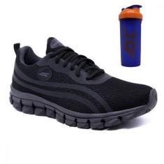 Imagem de Kit Tenis Esportivo Preto Academia Corrida Caminhada Amortecimento + C