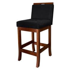 Imagem de Banqueta Média Estofada para Bancada Turim Madeira Castanho Suede Preto CCS