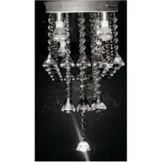 Imagem de Lustre De Cristais Legítimos Com 25Cm De Altura Peão, Base De Inox 20X20 Cm