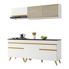 Imagem de Armário de Cozinha Compacta 190cm Veneza Multimóveis V3707 Branco/dourado