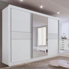 Imagem de Guarda-Roupa Casal Mdf Com Espelho 3 Portas 6 Gavetas Miami Ripado - D