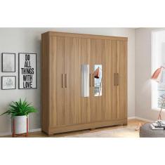 Imagem de Guarda Roupa Casal 6 Portas E 3 Gavetas c/ Espelho Prático Amêndola Touch - Demóbile