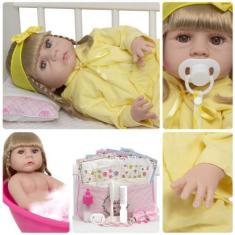 Imagem de Bebe Reborn Menina Loira Realista Pijama Enxoval Completo - Cegonha Re