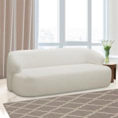 Imagem de Sofá Decorativo 2 Lugares Charlote 180cm Sala de Estar Pés em Madeira Bouclê Off White G88 - Gran Belo