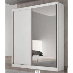 Imagem de Guarda Roupa Solteiro Com Espelho 2 Portas 3 Gavetas Virtus - Branco - Móveis Horizonte