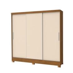 Imagem de Guarda Roupa Casal 3 Portas Correr 4 Gavetas Noce Perola - San Marino