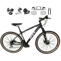 Imagem de Bicicleta aro 29 Gti Roma Shimano Altus 24V Freio a Disco Hidráulico Garfo com Trava Pneu com Faixa Bege - Preto\Cinza