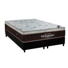 Imagem de Cama Box : Colchão Molas Ensacadas Ortobom Sleep King + Base CRC Suede