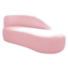 Imagem de Divã Recamier Curvo Luna 185cm Lado Direito Suede - Doce Sonho Móveis Cor Rosa Bebê