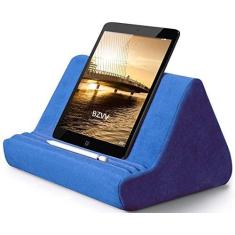 Imagem de Travesseiro macio para tablet com bolso, suporte de almofada para tablet, 3 ângulos de visão ajustável, suporte preguiçoso para sofá de cama, compatível com iPads, tablets, eReaders, smartphones,