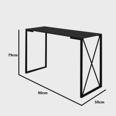 Imagem de Mesa Escrivaninha 90cm Bex Home Office Industrial Consultório Ferro Marrom mdf Freijó - Ahz Móveis
