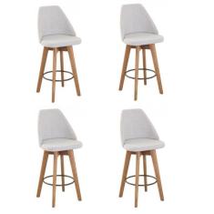 Imagem de Kit 4 Banquetas Gourmet Giratória Maya Tecido Linho