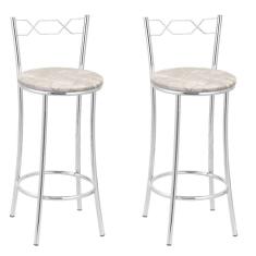 Imagem de Kit 2 Banquetas Cromadas Bc51-b E503 Cromado/Bege