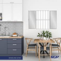 Imagem de Janela de Aluminio Branco 4 Folhas com Grade vidro Mini Boreal 100x150 MGM Branco