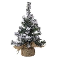 Imagem de Mini árvore de Natal artificial, pinheiro em miniatura, árvore de Natal para mesa de neve, pequena árvore para decoração de Natal, base de serapilheira