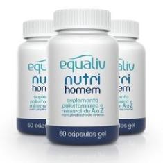 Imagem de Kit 3 Nutri Homem Polivitamínico de A a Z Equaliv 60 cápsulas gel