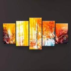 Imagem de Quadro Decorativo Pintura Tinta  Laranja 129x61 C/5pc