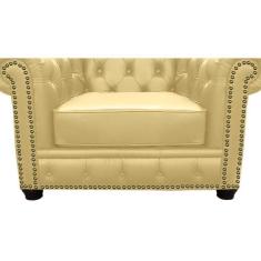 Imagem de Kit 2 Poltronas Chesterfield com Pés Madeira Couro Bege - Gran Belo