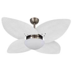Imagem de Ventilador De Teto Dunamis Bronze 4 Pás Rattan Branca 110V - Volare