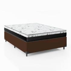 Imagem de Cama Box Viúva 128 Sintético Marrom com Colchão Espuma D33 One Face - Bello Box - 58X128X188