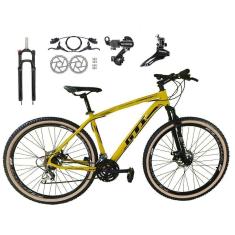 Imagem de Bicicleta Aro 29 Gti Roma 24v K7 Câmbios Shimano Freio Hidráulico Garfo com Trava com Pneu Faixa Bege - Amarelo