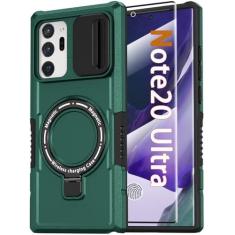 Imagem de Capa magnética para Samsung Galaxy Note 20 Ultra, com suporte de anel [protetor de tela] [compatível com MagSafe] Capa de grau militar com capa para câmera, capa à prova de choque para Samsung Note20